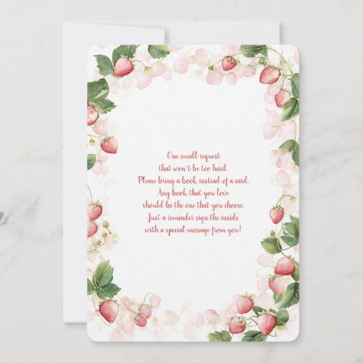 イチゴクマ赤ちゃんシャワー女の子Inv 招待状 (裏面)