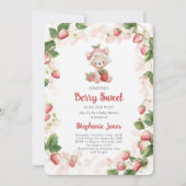 イチゴクマ赤ちゃんシャワー女の子Inv 招待状 (正面)