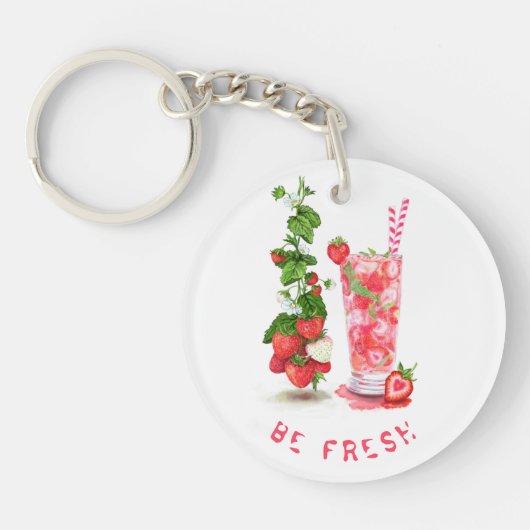 イチゴクールドリンク果実キーチェーンギフト キーホルダー (正面)
