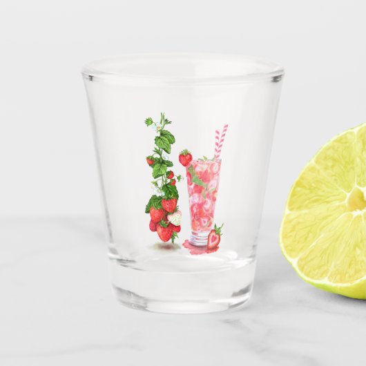 イチゴクール果汁飲料 – フレッシュ ショットグラス (正面)