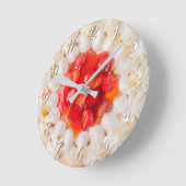 イチゴショートケーキデザート ラウンド壁時計 (傾斜)