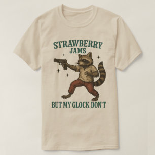 イチゴジャムはあるけどグロックはしない アライグマ  楽しい Tシャツ