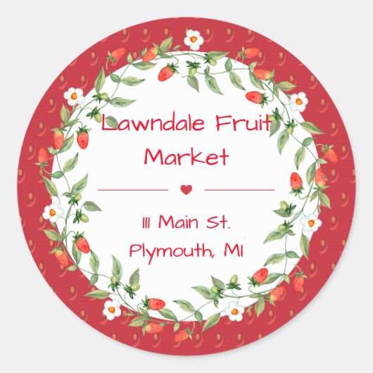 イチゴジャム缶詰ラベル ラウンドシール (正面)