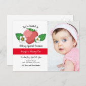 イチゴスイート誕生日招待状 インビテーションポストカード (正面/裏面)