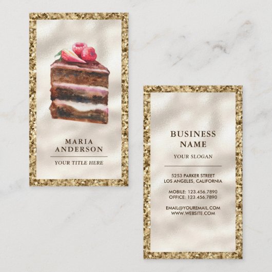 イチゴチョコレートケーキスライスペストリーシェフベーカリー 名刺 (正面/裏面)