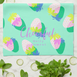 イチゴティール（緑がかった色） キッチンタオル