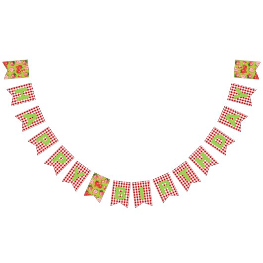 イチゴテーマハッピーバースデー バンティングフラッグ (全)