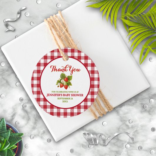 イチゴテーマベビーシャワーありがとう フェイバータグ