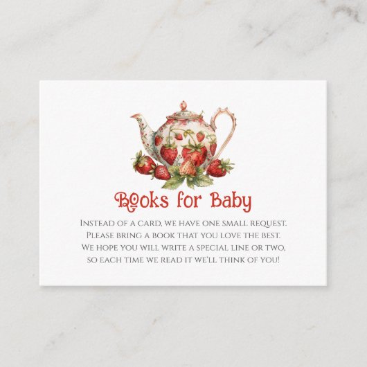 イチゴテーマベビーシャワーブックベビー エンクロージャーカード (正面)