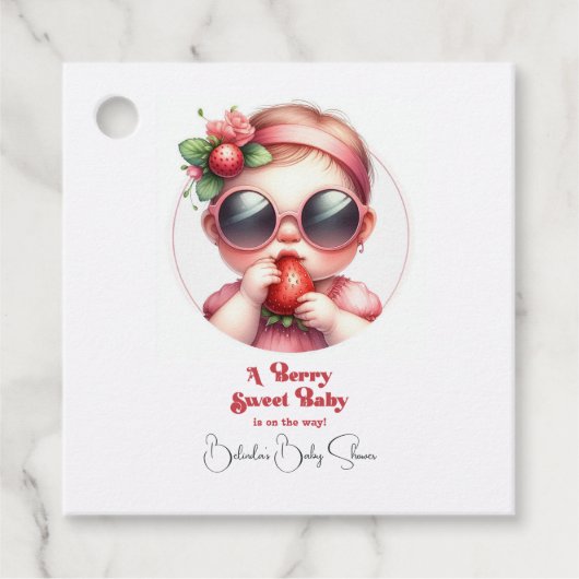 イチゴテーマベリースイートベビーシャワー フェイバータグ (正面)