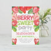 イチゴテーマ誕生日かわいい 招待状 (スタンド正面)