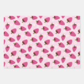 イチゴデイジーフローラルパターガーリーンピンク ラッピングペーパーシート (正面2)