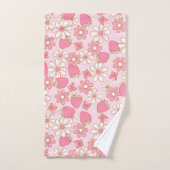 イチゴデイジー模様 バスタオルセット (ハンドタオル)