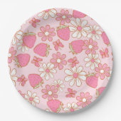 イチゴデイジー模様 ペーパープレート (正面)