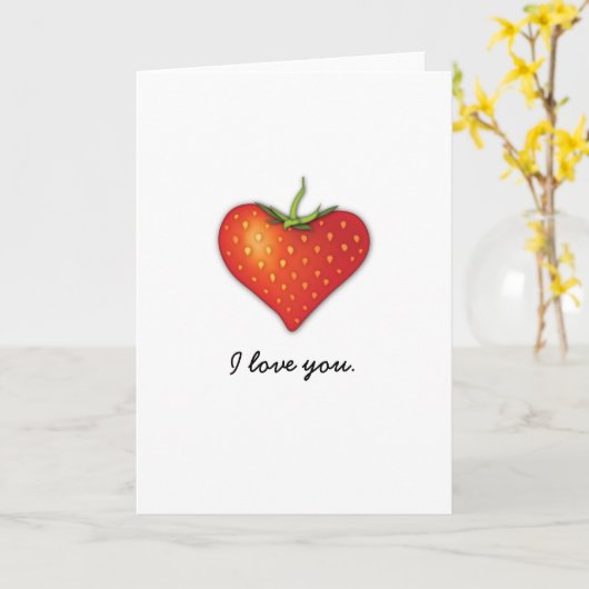 イチゴハート カード (黄色い花)