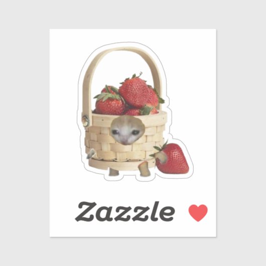 イチゴバスケットの猫ステッカー シール (シート)