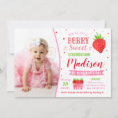 イチゴバースデーパーティ招待状と写真付き 招待状 (正面)