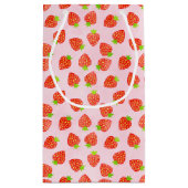 イチゴパかわいらしターンパーソナライズされた誕生日 スモールペーパーバッグ (裏面)