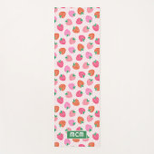 イチゴパーソナライズされたチェックのクリスマスピンク ヨガマット (正面)