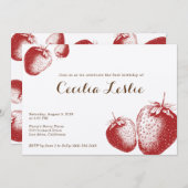 イチゴパーティの招待状 招待状 (正面/裏面)