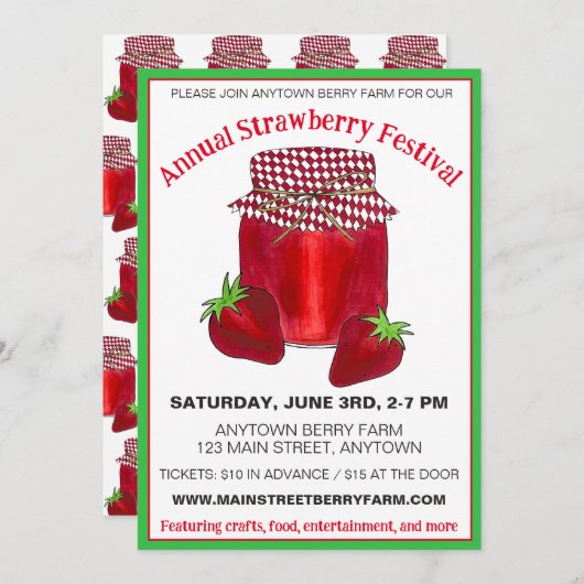 イチゴフェスティバルベリーファームベリーズジャムサマー 招待状 (正面/裏面)
