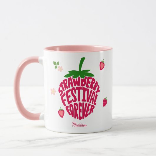 イチゴフェスティバル永遠にかわいいカスタマイズ可能 マグカップ (左)