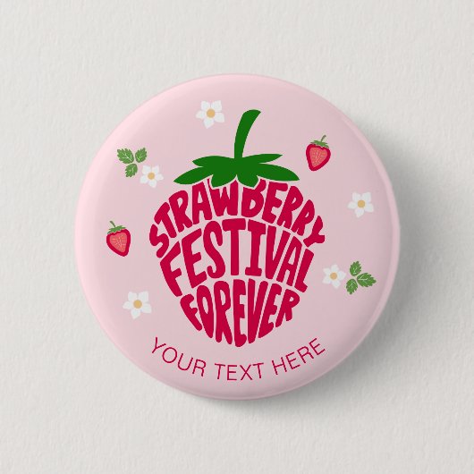 イチゴフェスティバル永遠にかわいいカスタマイズ可能 缶バッジ (正面)