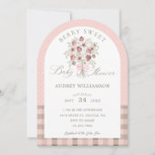 イチゴフローラブーケベリースイートベビーシャワー 招待状 (正面)