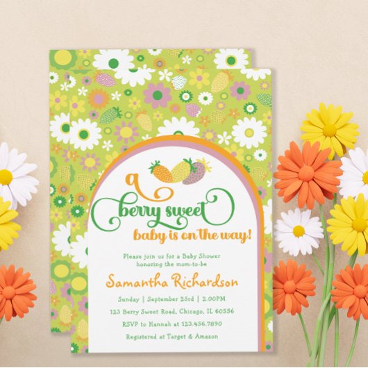 イチゴフローラベビーシャワー招待状 招待状