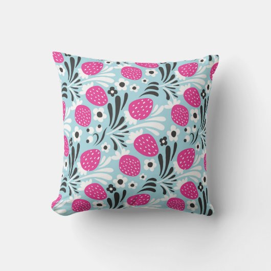 イチゴフローラ：ピンクベリーシームレス。 クッション (正面)