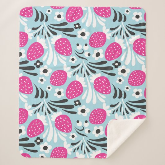 イチゴフローラ：ピンクベリーシームレス。 シェルパブランケット (正面)