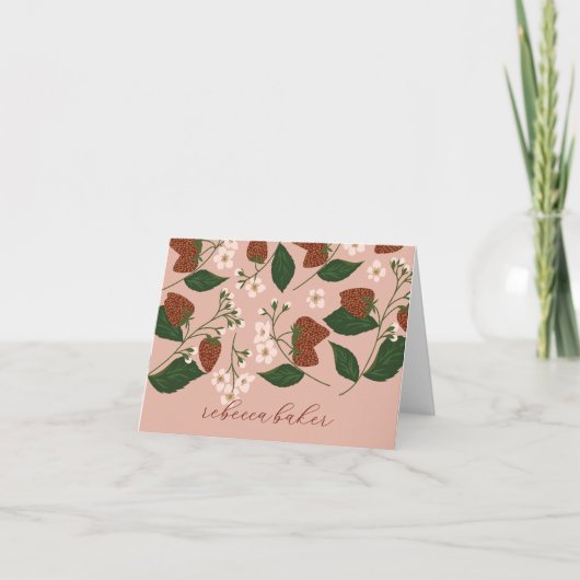 イチゴブライダルシャワー パーソナライズされた サンキューカード (正面)