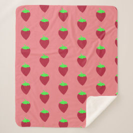 イチゴプリント シェルパブランケット