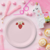 イチゴベビーシャワープレート|ピンク ペーパープレート (パーティー)