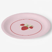 イチゴベビーシャワープレート|ピンク ペーパープレート (アングル)