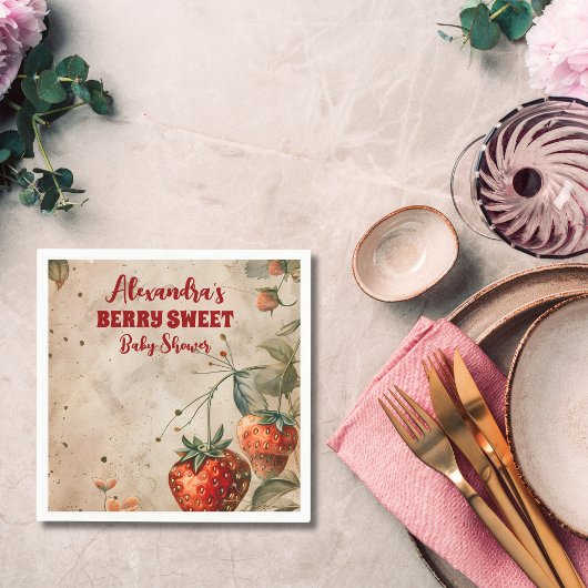 イチゴベビースイートシャワー スタンダードカクテルナプキン