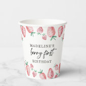 イチゴベリースイートガールファースト誕生日紙C 紙コップ (正面)