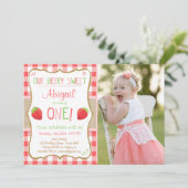 イチゴベリースイートピンクレッドファースト誕生日 招待状 (スタンド正面)