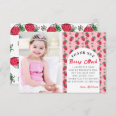 イチゴベリーラージーガール誕生日と写真 サンキューカード (正面/裏面)