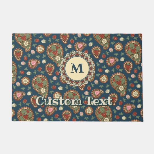 イチゴペイズリーパターンの書式設定 ドアマット (正面)