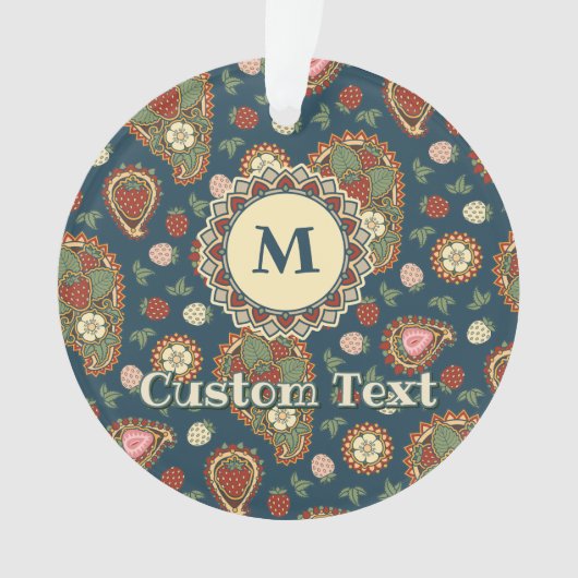 イチゴペイズリーパターンオーナメント オーナメント (正面)
