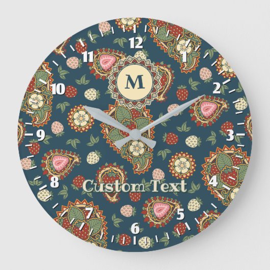 イチゴペイズリー型大時計 ラージ壁時計 (正面)