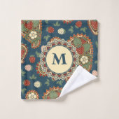 イチゴペイズリー柄浴用タオルセット バスタオルセット (ウォッシュタオル)