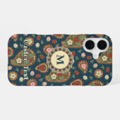 イチゴペイズリー模様 iPhone 16ケース (裏面横)
