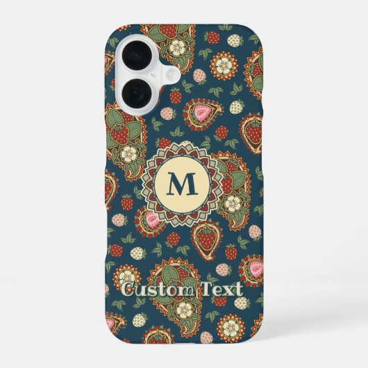イチゴペイズリー模様 iPhone 16ケース (裏面)