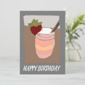 イチゴミルクセーキの誕生日イラスト カード (スタンド正面)
