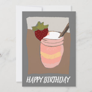 イチゴミルクセーキの誕生日イラスト カード