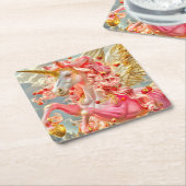 イチゴユニコーン スクエアペーパーコースター (アングル)