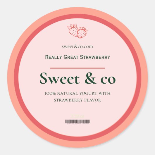 イチゴラベル、メイソンジャー ラベル、ボディバター ラウンドシール (正面)
