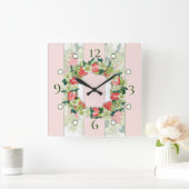 イチゴリースアクストライプのリル壁掛け時計 スクエア壁時計 (ホーム)